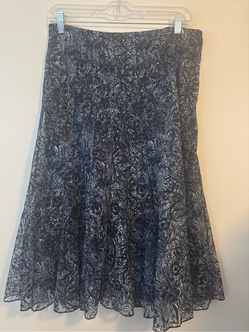 Vintage Coldwater Creek MeshMaxi Skirt Floral Paisley Lace Y2K BlueBlack Lined-M